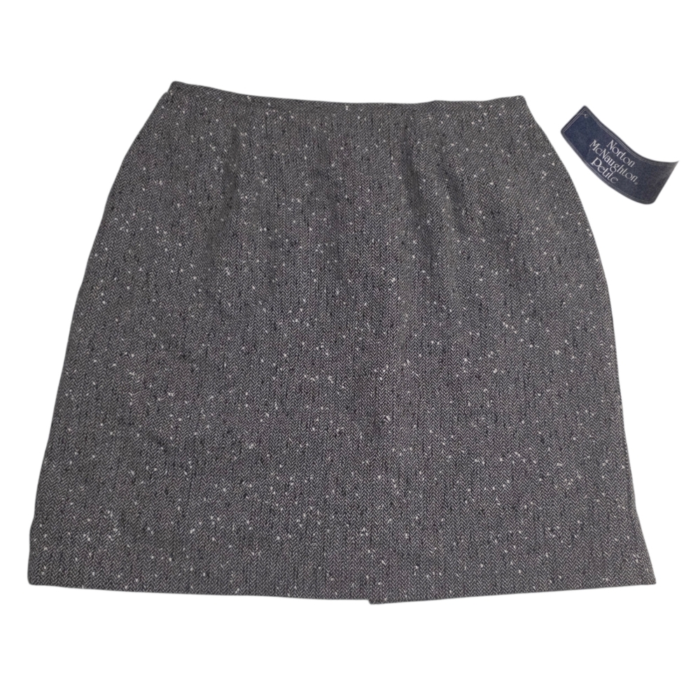 Norton McNaughton Vintage Wool Blend Herringbone Tweed Skirt 10 Petite
